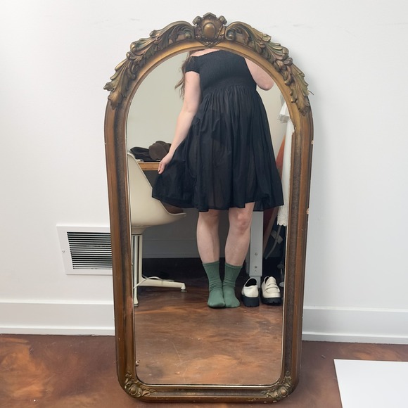 J.Crew Black Smocked Cotton Midi Dress Wide Strap Summer Size M - Picture 5 of 8